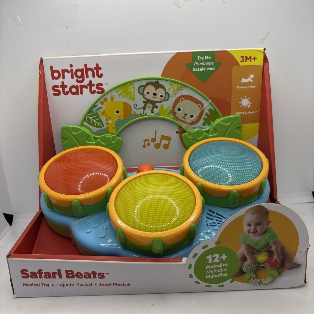 Bright Starts Safari Beats Musical Drum‎ Toy with Lights, Ages 3 Months